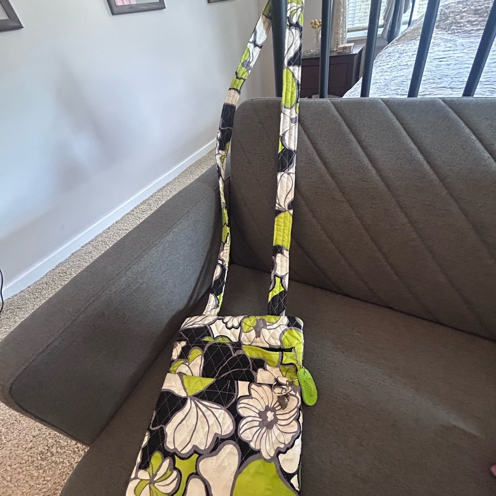 Vibrant Floral Crossbody Bag in Green and Black